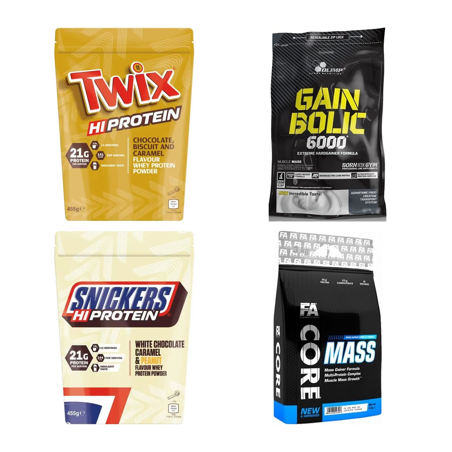 Schokolade Sorten-Großset: Twix Protein + Olimp Gain + 2 weitere – alle enthaltenen Artikel