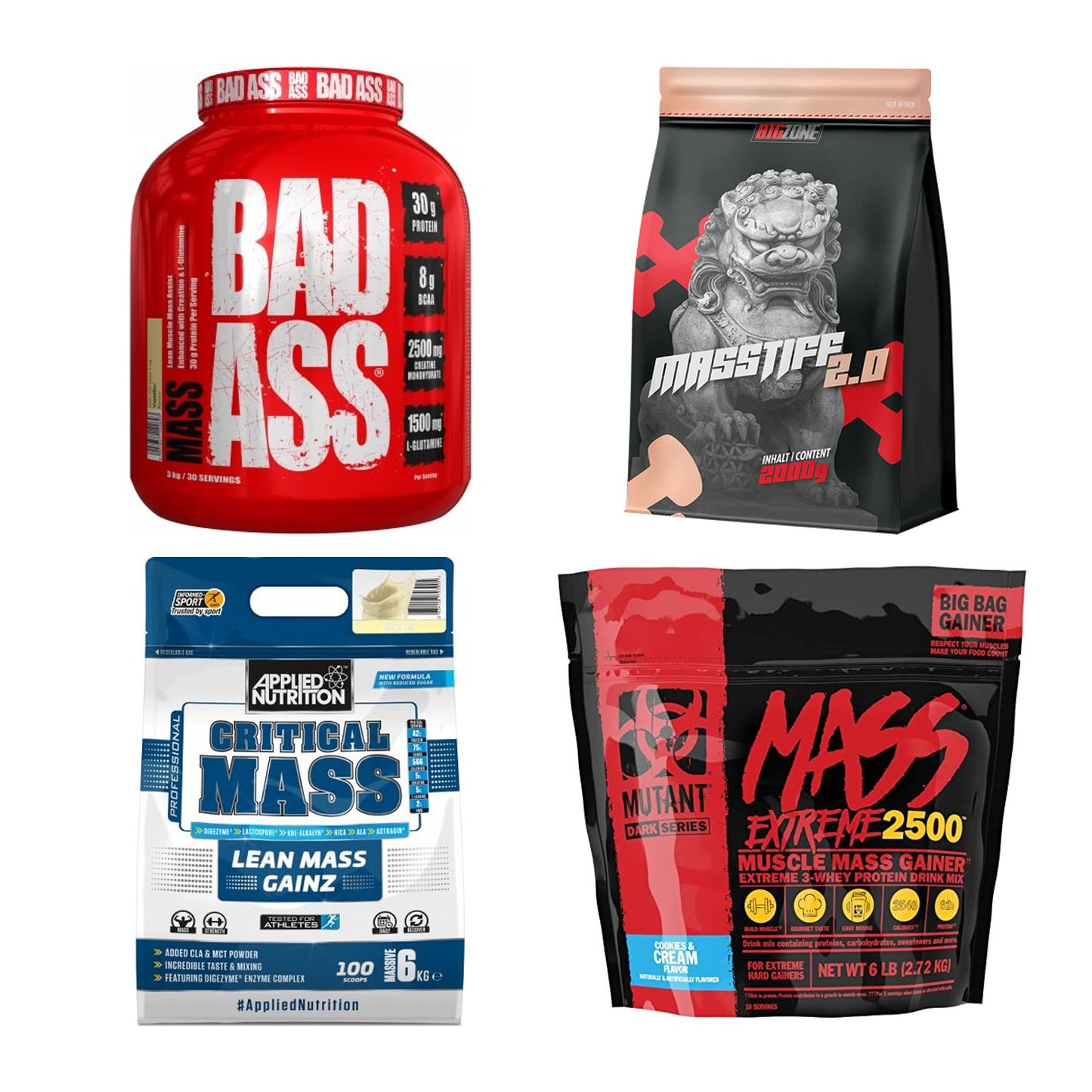 Vanille Sorten-Großset: BAD ASS MASS + Big Zone + 2 weitere – alle enthaltenen Artikel