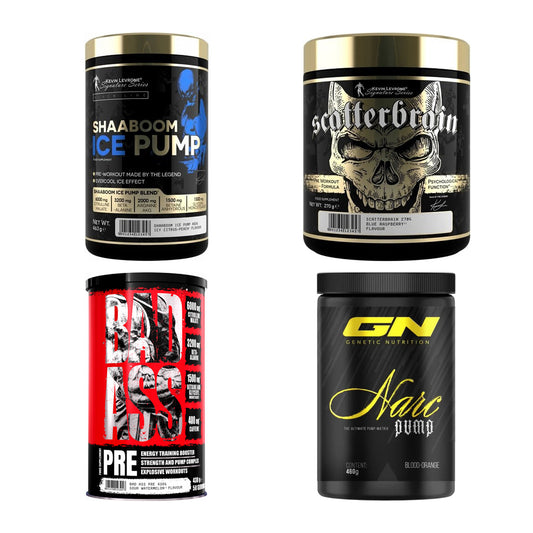 Orange Sorten-Großset: Kevin Levrone Shaaboom Ice Pump + 3 weitere – alle enthaltenen Artikel