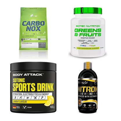 Zitrone Sorten-Großset: Olimp Carbo Nox + Scitec Greens + 2 weitere – alle enthaltenen Artikel