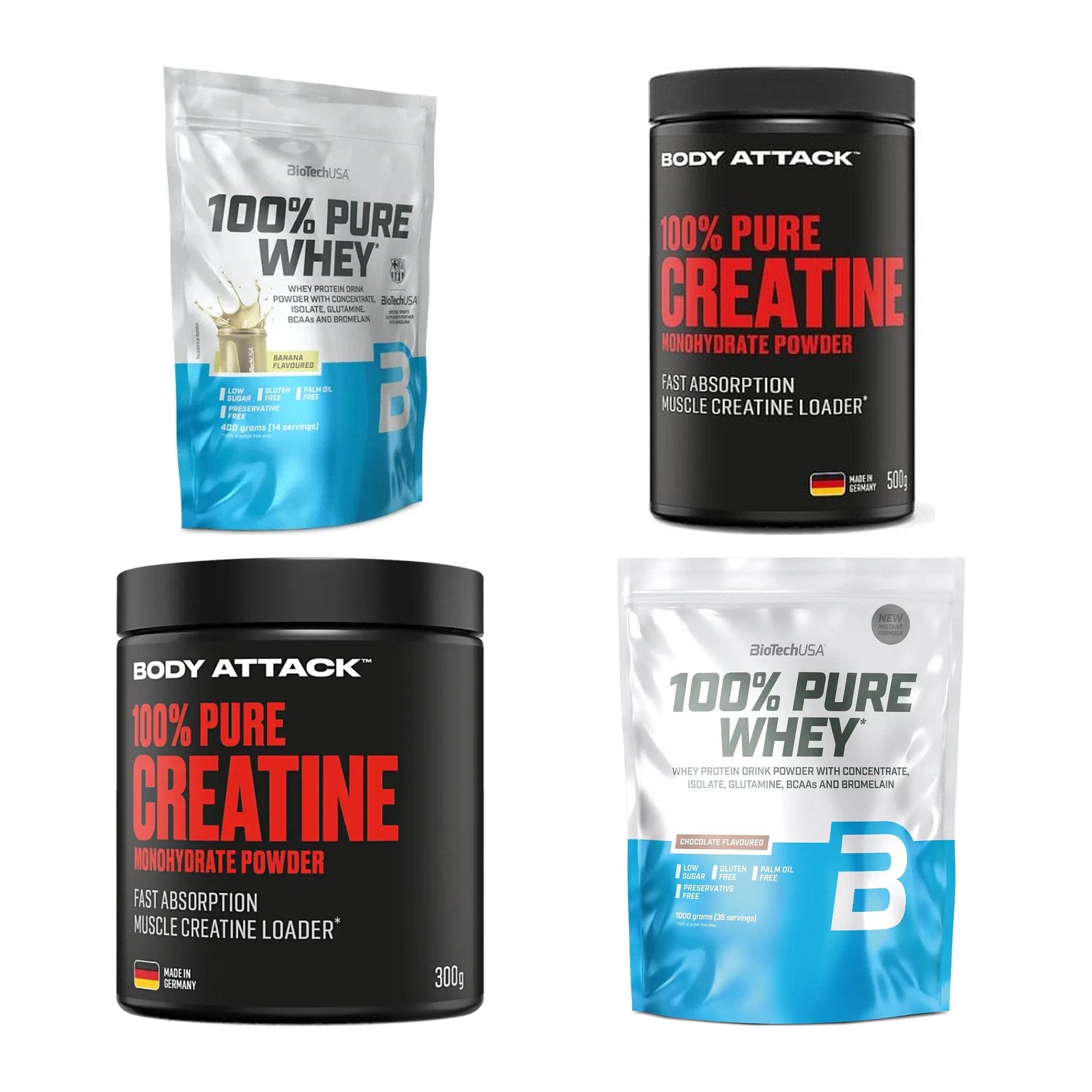 Neutral Sorten-Großset: BioTech 100% + Body Attack + 2 weitere – alle enthaltenen Artikel