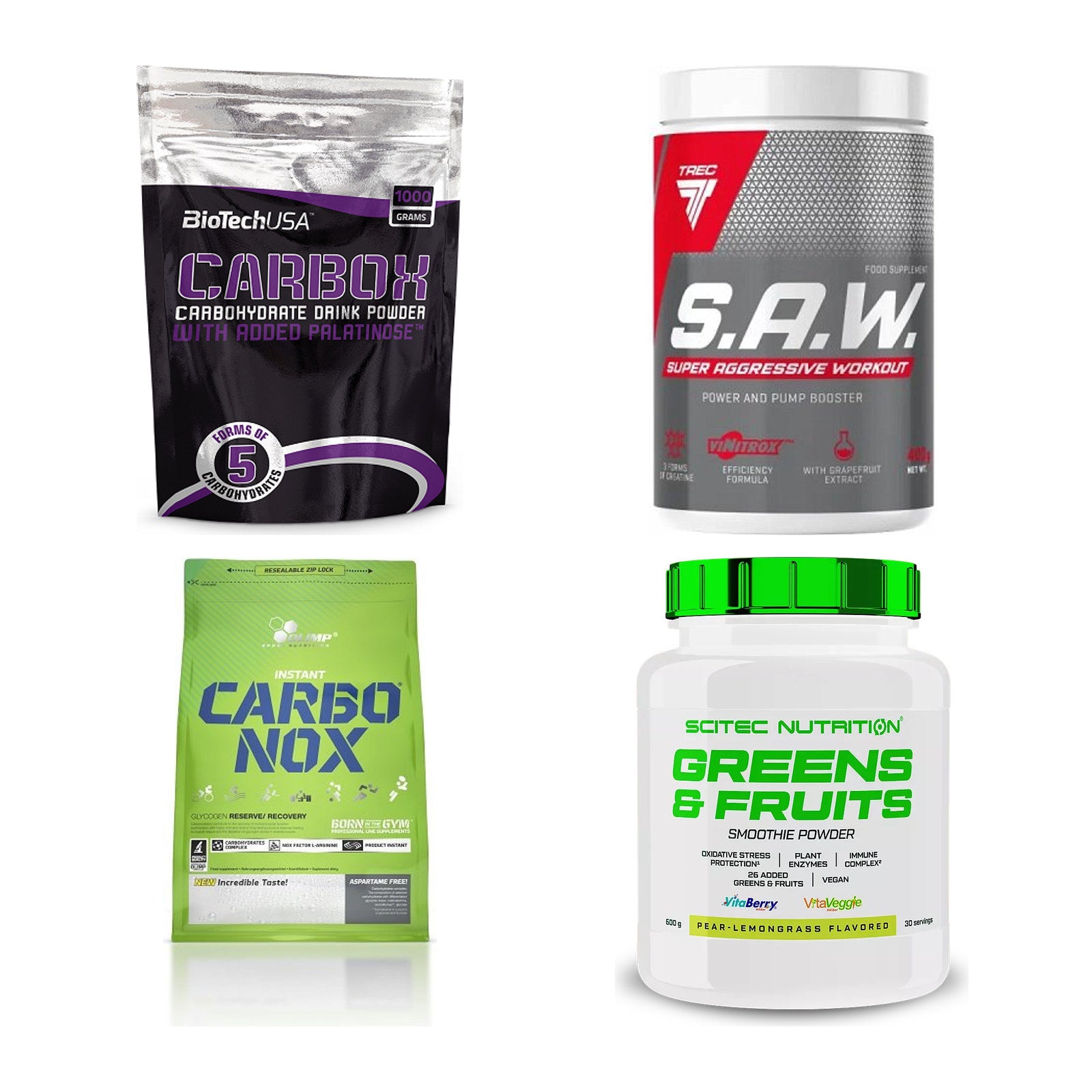 Zitrone Sorten-Großset: BioTech CarboX + Trec Nutrition + 2 weitere – alle enthaltenen Artikel