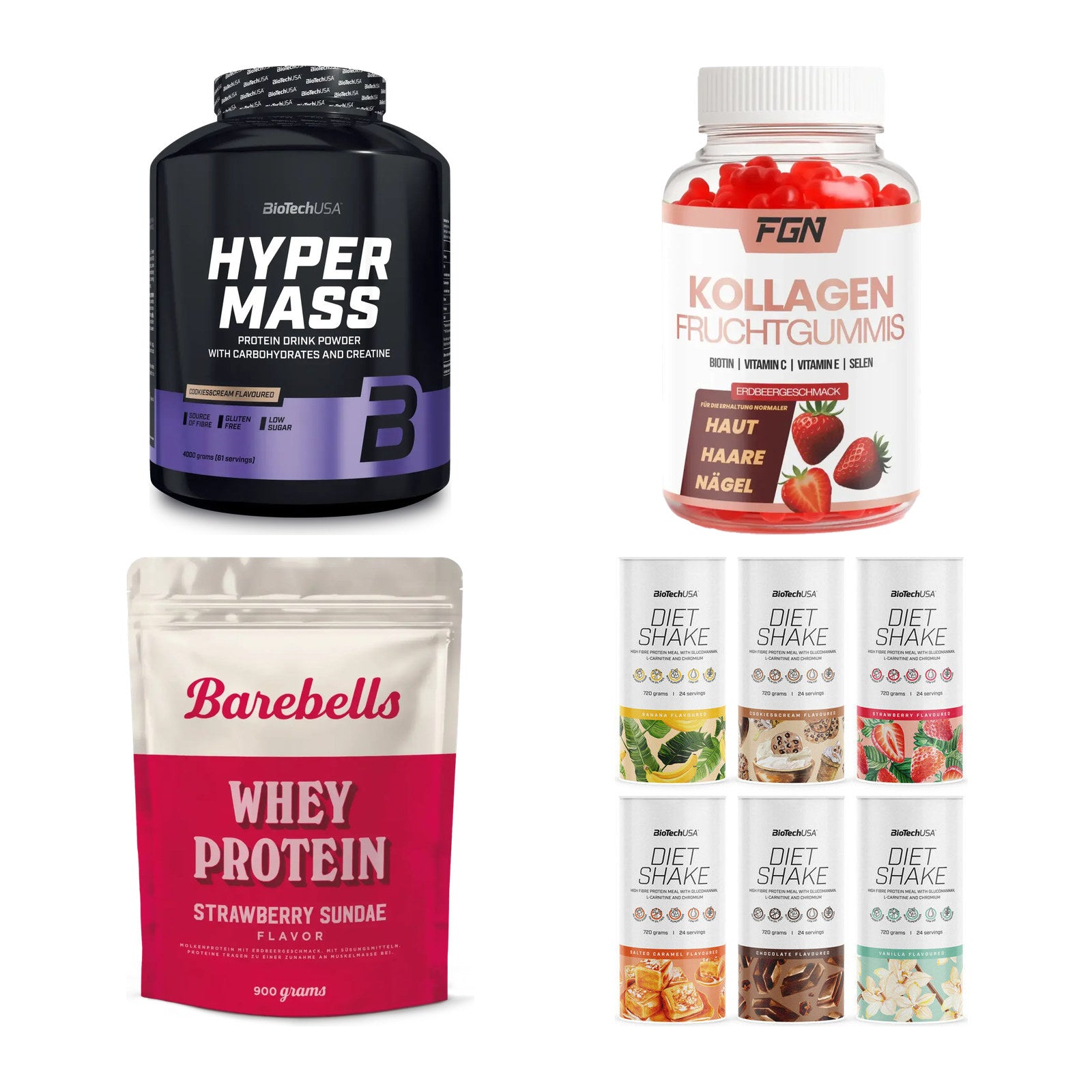Erdbeere Sorten-Großset: BioTech Hyper + FGN Kollagen 60 + 2 weitere – alle enthaltenen Artikel