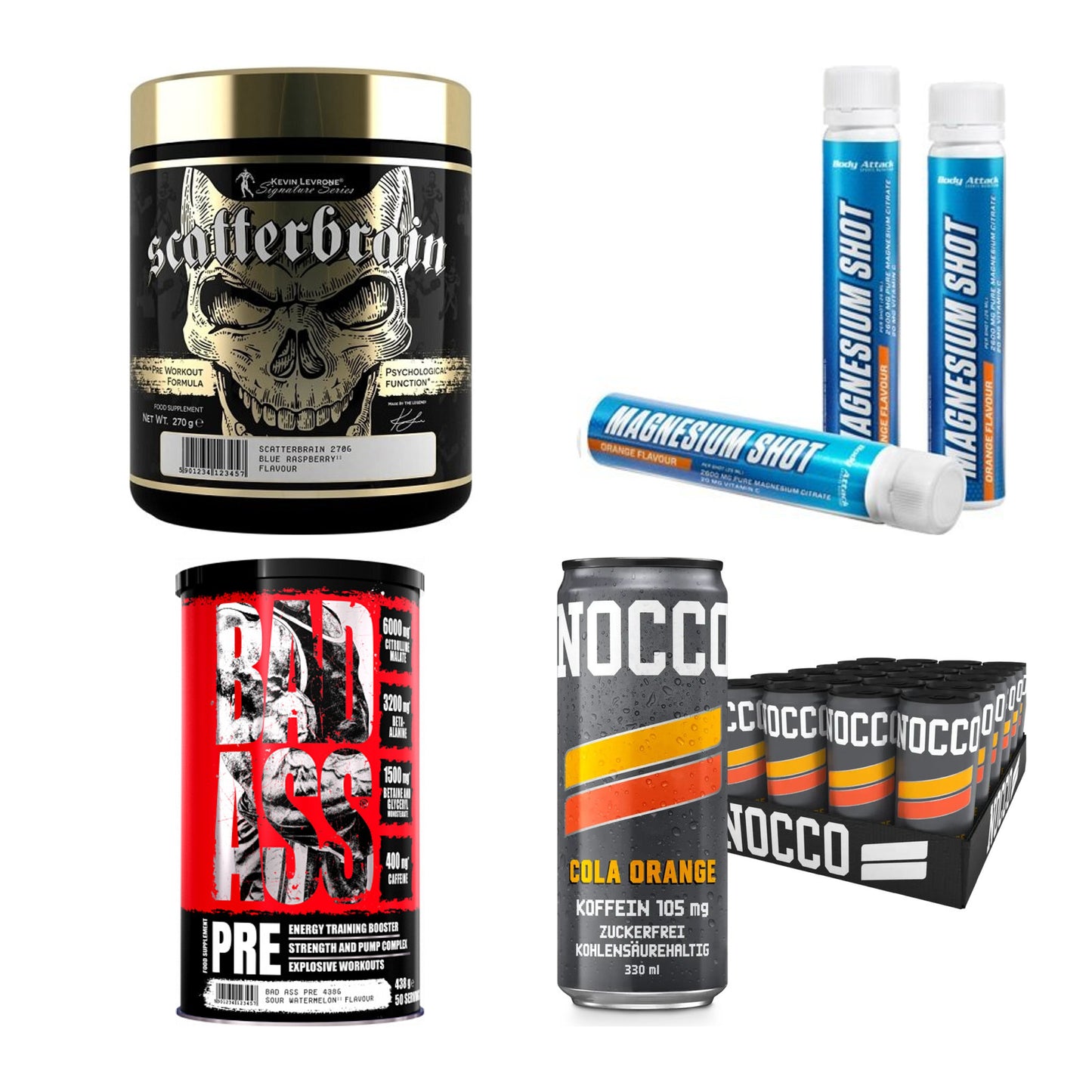 Orange Sorten-Großset: Kevin Levrone + Body Attack + 2 weitere – alle enthaltenen Artikel