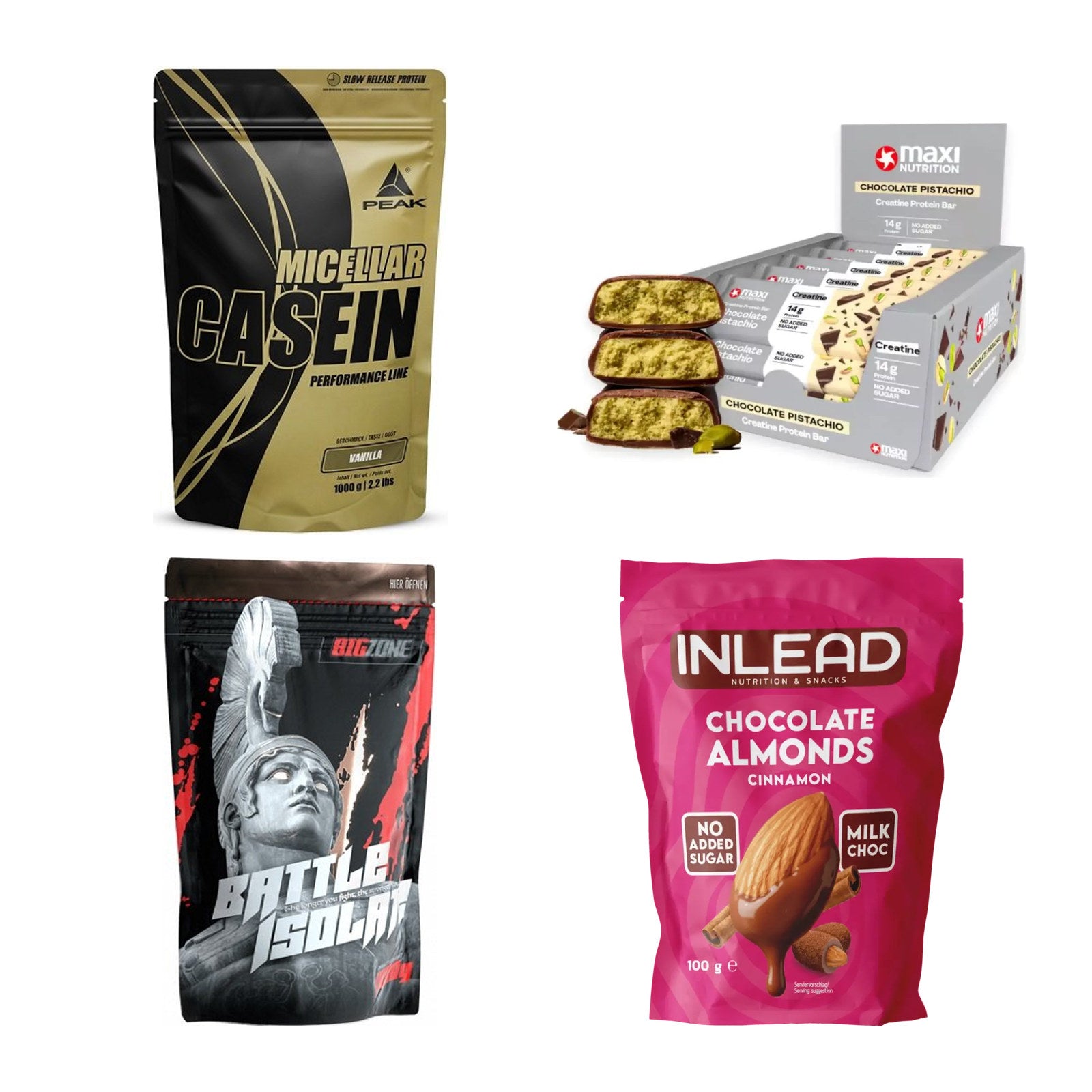 Schokolade Sorten-Großset: Peak Micellar + MaxiNutrition + 2 weitere – alle enthaltenen Artikel