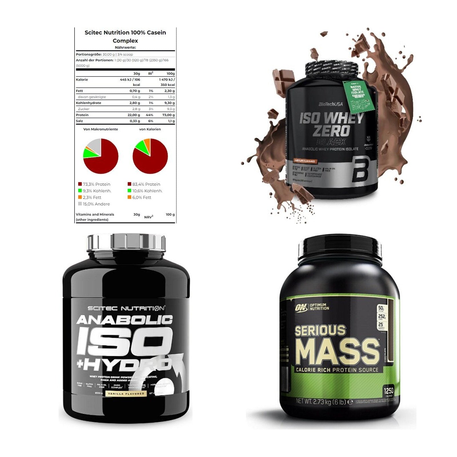 Vanille Sorten-Großset: Scitec Casein + BioTech Iso + 2 weitere – alle enthaltenen Artikel