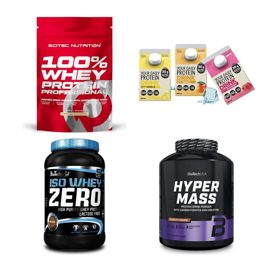 Vanille Sorten-Großset: Scitec 100% + EGGY FOOD YOUR + 2 weitere – alle enthaltenen Artikel
