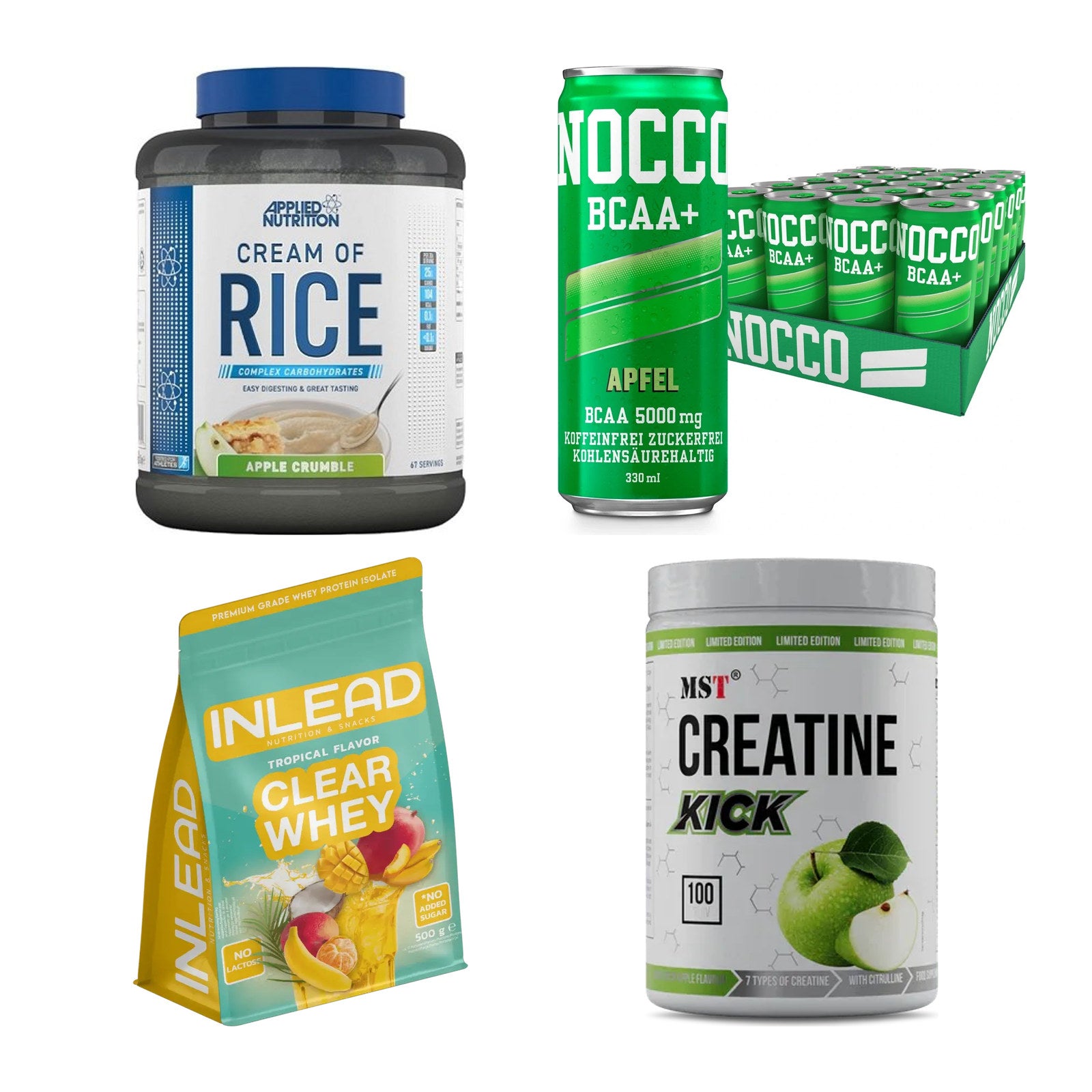 Apfel Sorten-Großset: Applied Nutritio + Nocco BCAA Drink + 2 weitere – alle enthaltenen Artikel