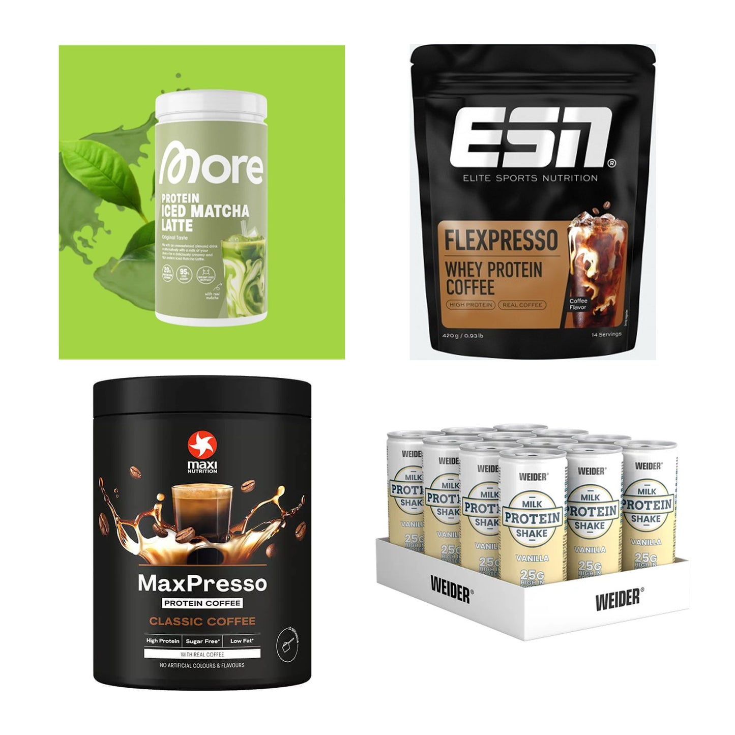Kaffee Sorten-Großset: More Nutrition + ESN Flexpresso + 2 weitere – alle enthaltenen Artikel