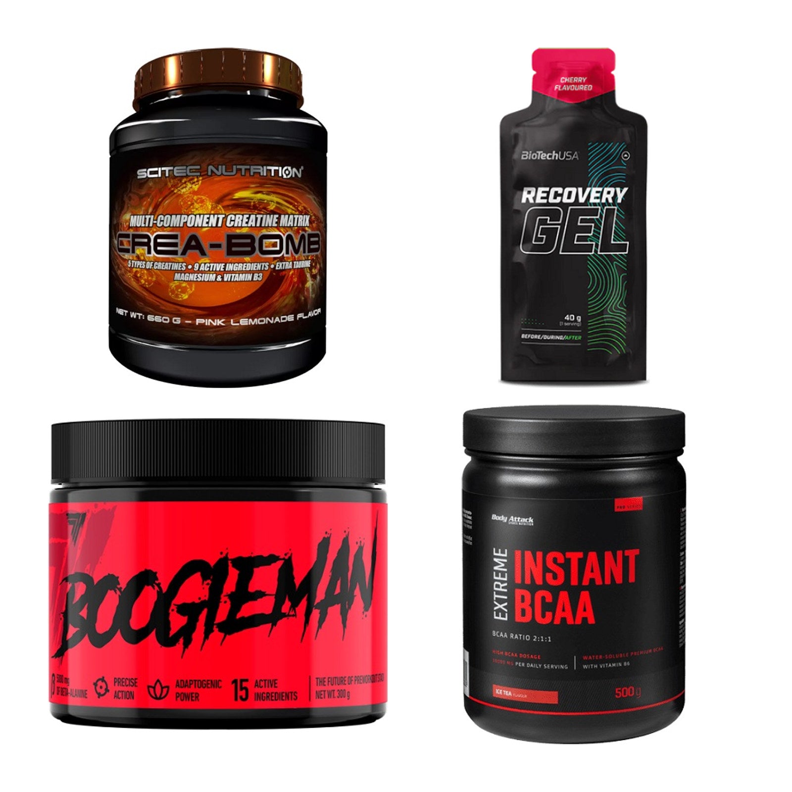 Zitrone Sorten-Großset: Scitec Crea-Bom + BioTech Recover + 2 weitere – alle enthaltenen Artikel