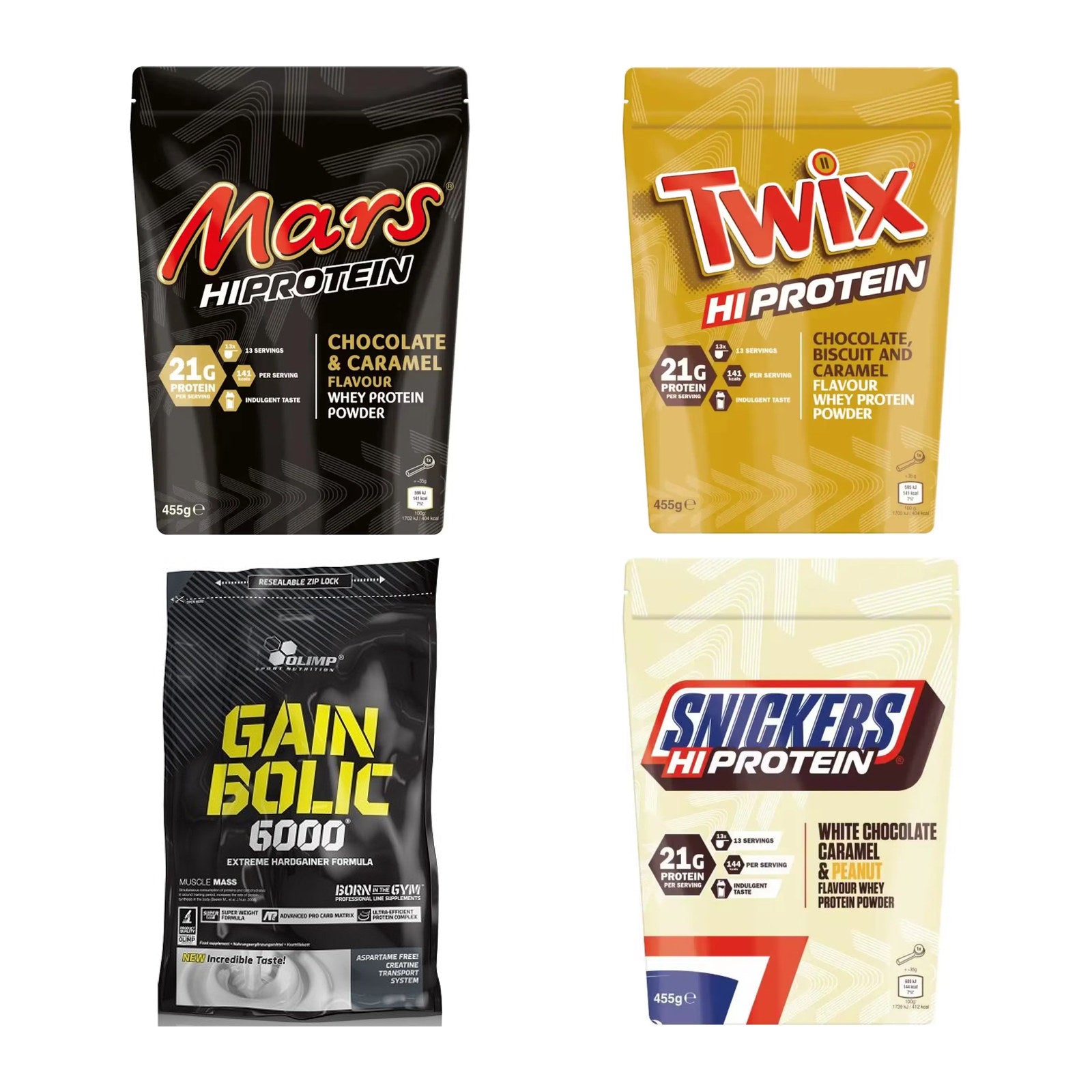 Schokolade Sorten-Großset: Mars Protein + Twix Protein + 2 weitere – alle enthaltenen Artikel