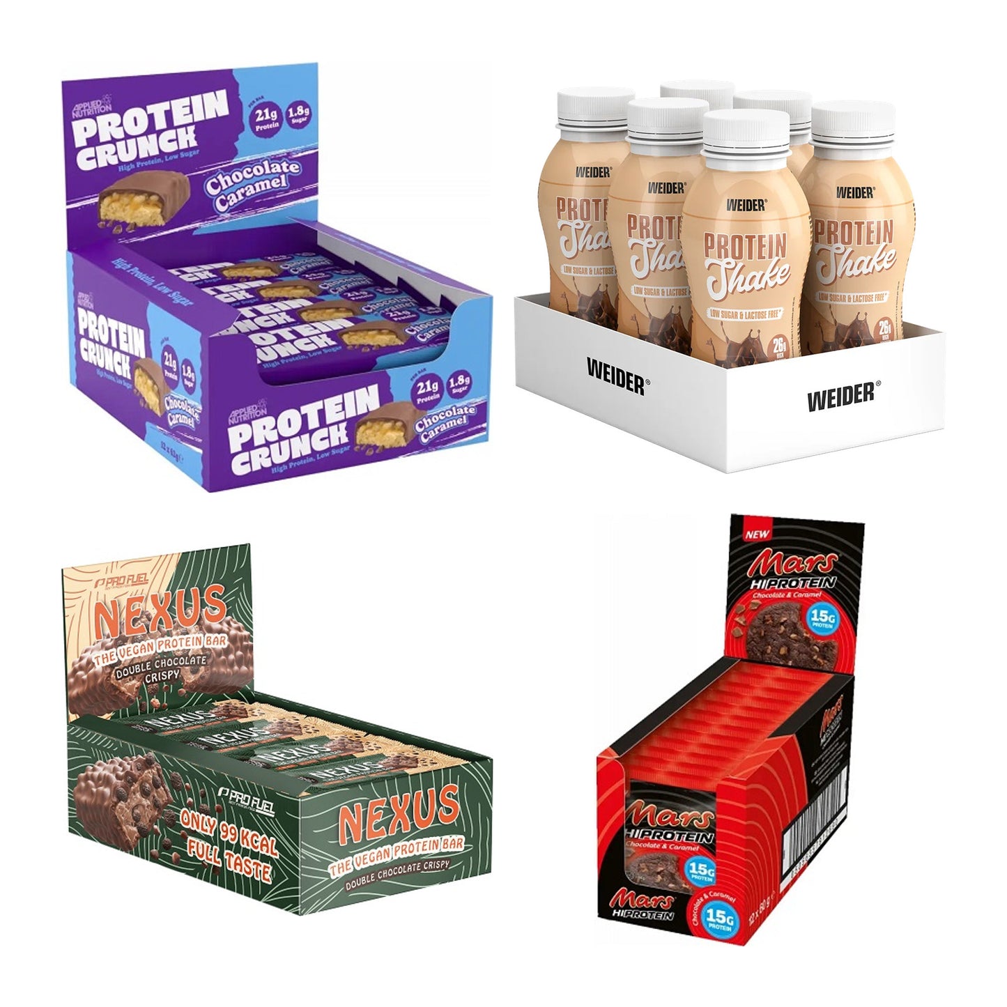 Schokolade Sorten-Großset: Applied Protei + Weider PROTEIN + 2 weitere – alle enthaltenen Artikel