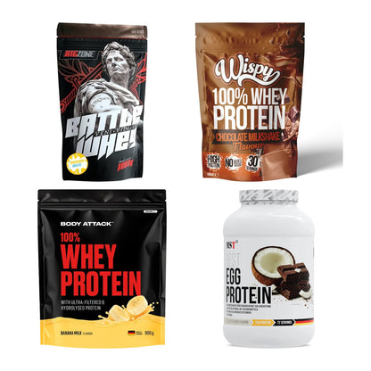 Banane Sorten-Großset: Big Zone Battle + Wispy Whey 100% + 2 weitere – alle enthaltenen Artikel