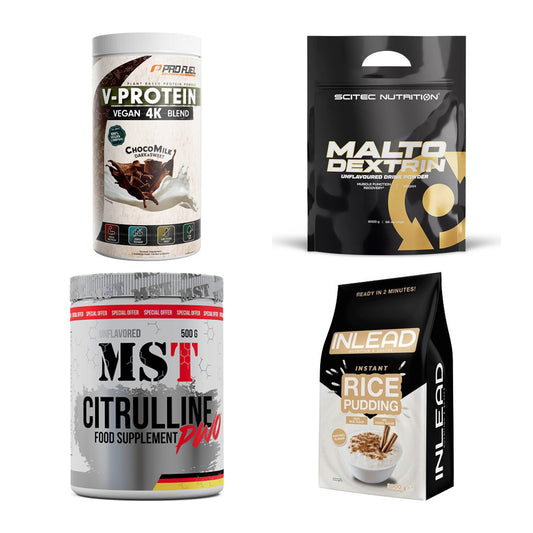 Neutral Sorten-Großset: ProFuel V-PROTE + Scitec Maltodex + 2 weitere – alle enthaltenen Artikel