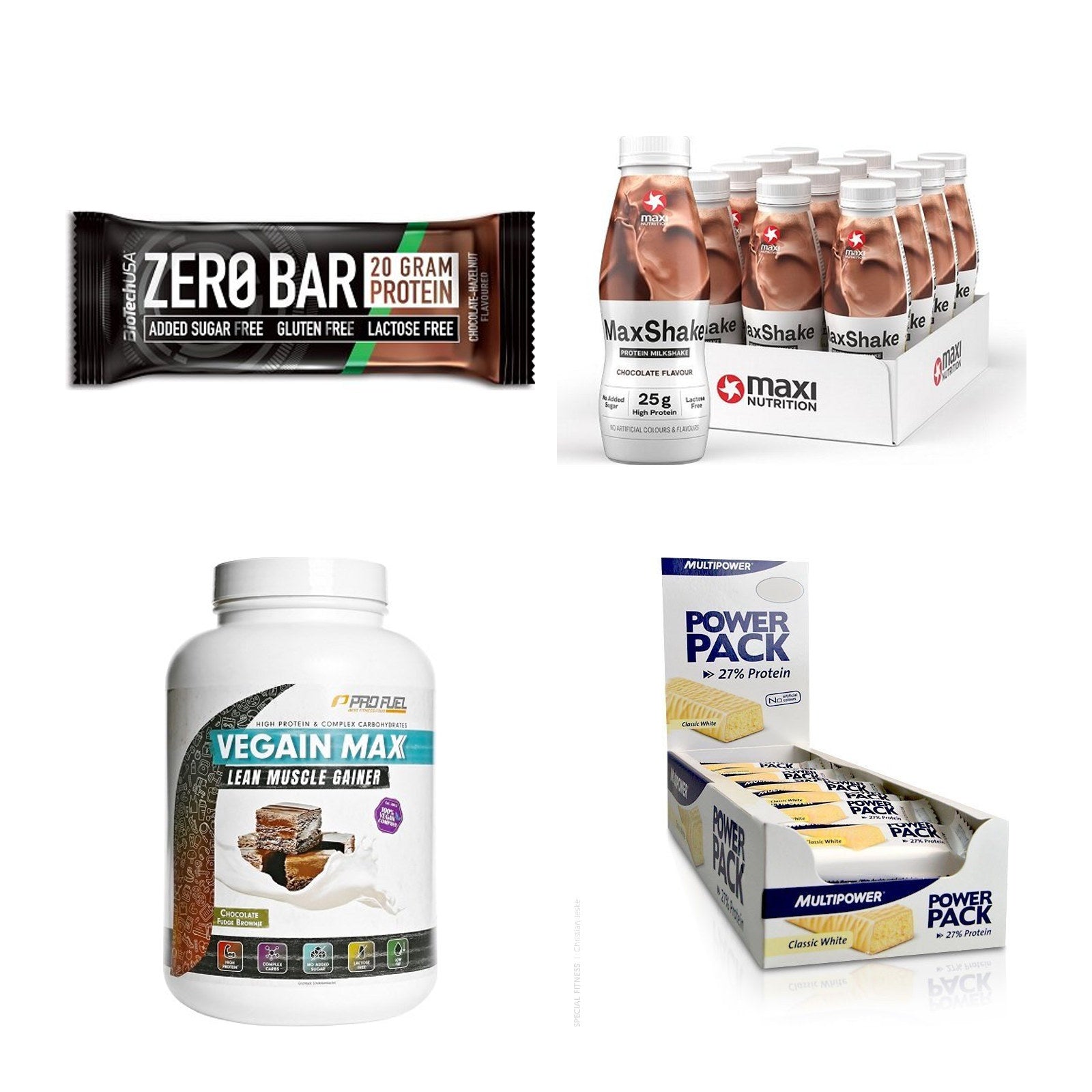Schokolade Sorten-Großset: BioTech Zero + MaxiNutrition + 2 weitere – alle enthaltenen Artikel