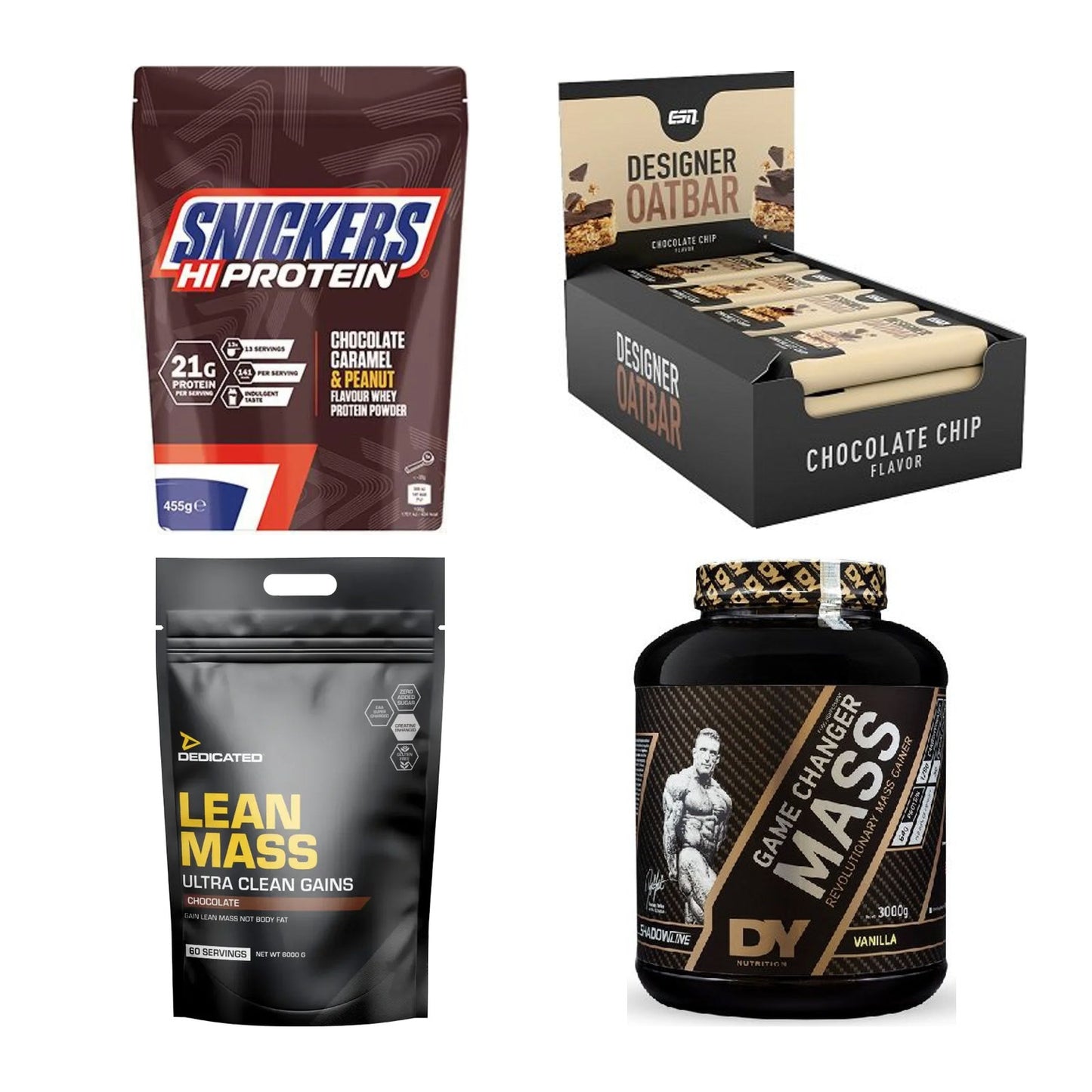 Schokolade Sorten-Großset: Snickers + ESN Designer + 2 weitere – alle enthaltenen Artikel