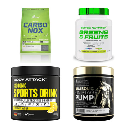 Zitrone Sorten-Großset: Olimp Carbo Nox + Scitec Greens + 2 weitere – alle enthaltenen Artikel