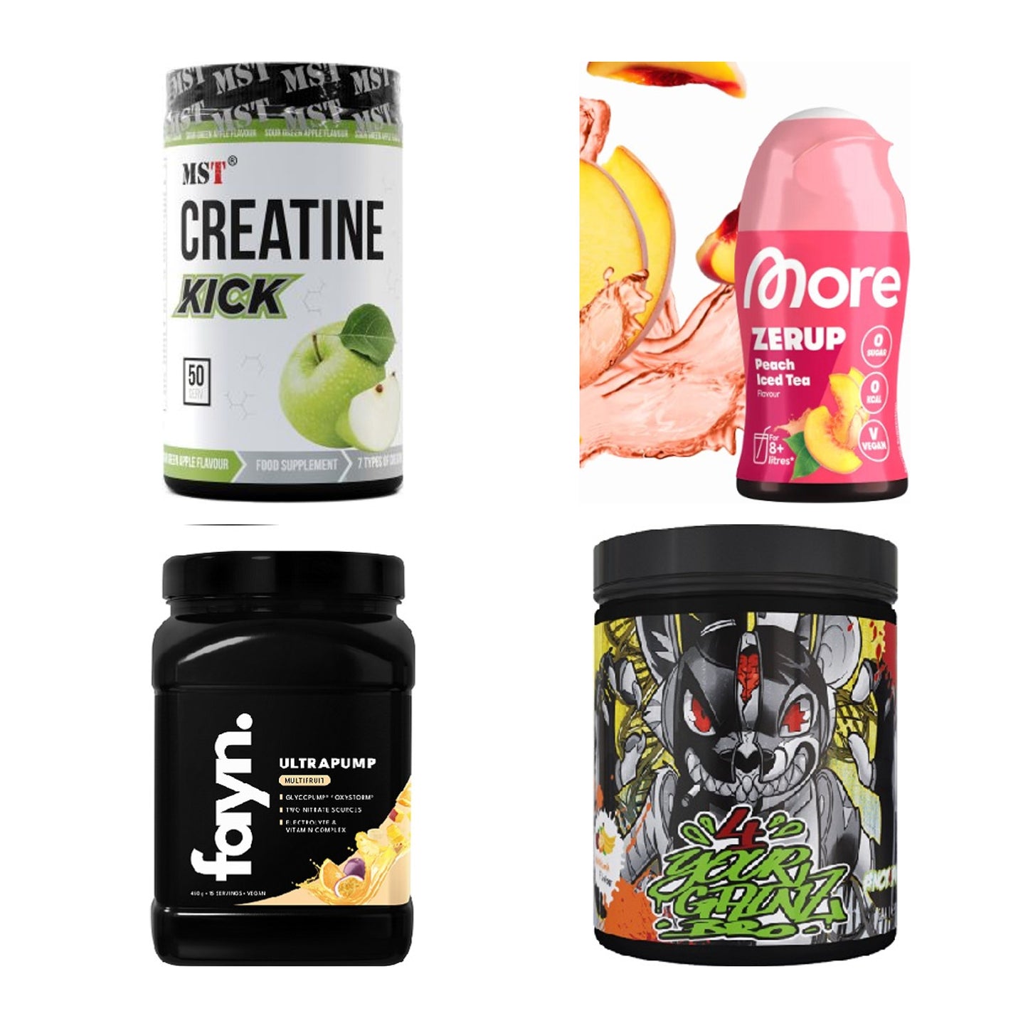 Pfirsich Sorten-Großset: MST Creatine + More Nutrition + 2 weitere – alle enthaltenen Artikel
