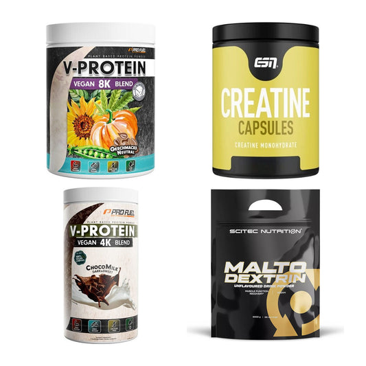 Neutral Sorten-Großset: ProFuel V-Prote + ESN Ultrapure + 2 weitere – alle enthaltenen Artikel