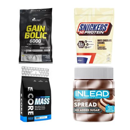 Schokolade Sorten-Großset: Olimp Gain + Snickers White + 2 weitere – alle enthaltenen Artikel