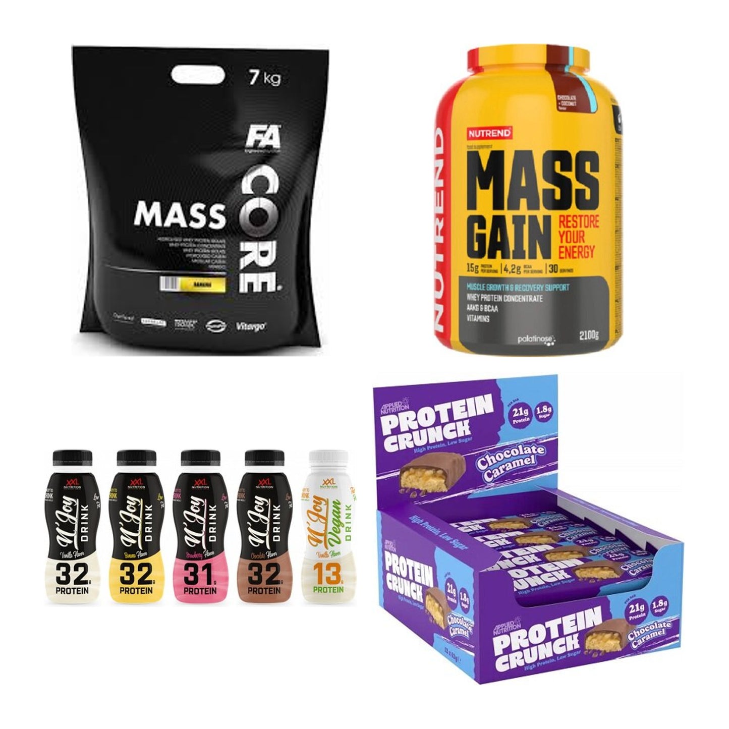 Schokolade Sorten-Großset: FA Nutrition + Nutrend Mass + 2 weitere – alle enthaltenen Artikel