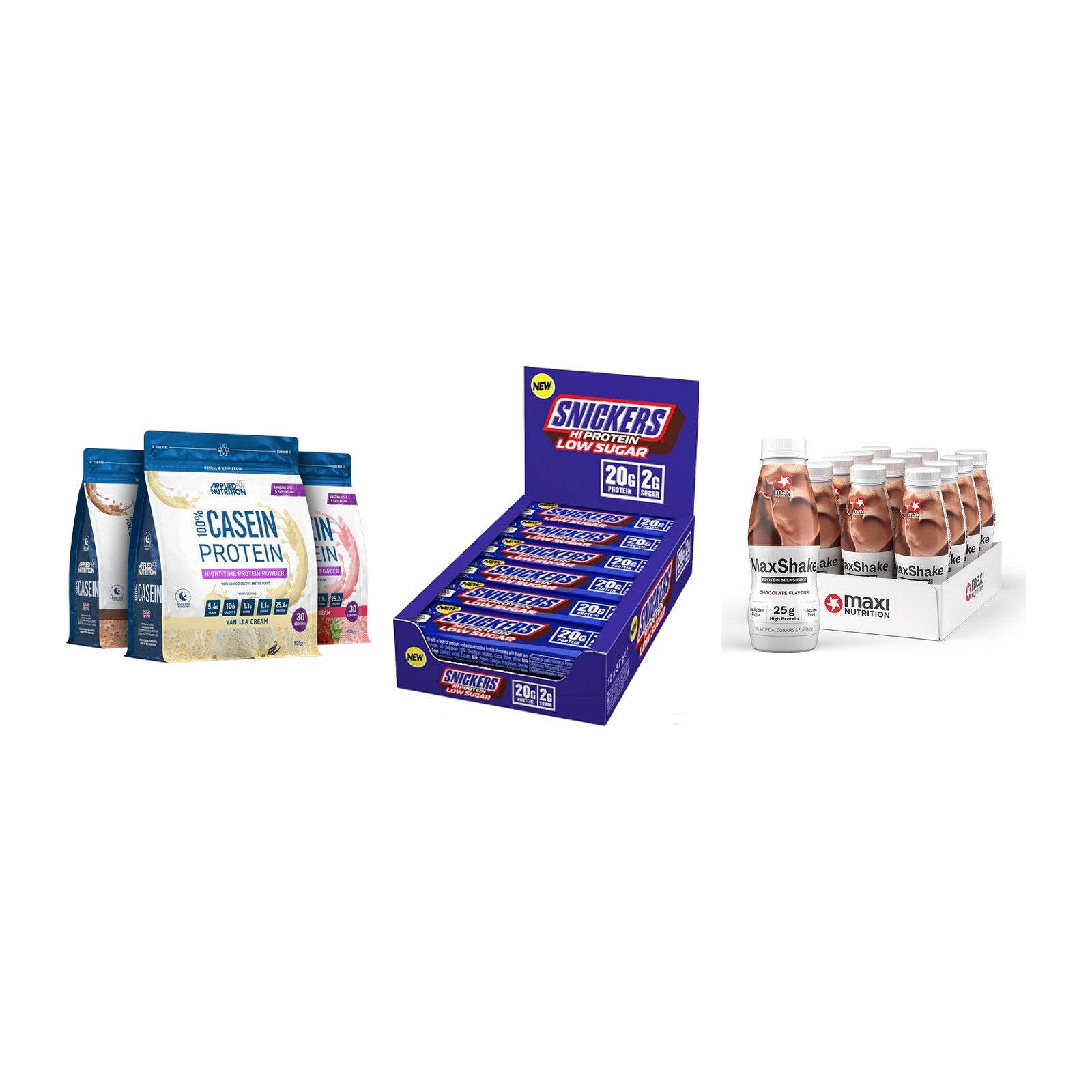 Schokolade Geschmacks-Trio: Applied + 3× Snickers LOW + 1 weitere – alle enthaltenen Artikel