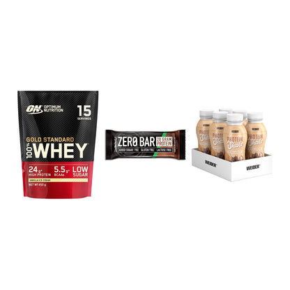 Schokolade Geschmacks-Trio: ON Whey Gold + 3× BioTech Zero + 1 weitere – alle enthaltenen Artikel