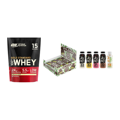 Schokolade Geschmacks-Trio: ON Whey Gold + 3× INLEAD Wafer + 1 weitere – alle enthaltenen Artikel