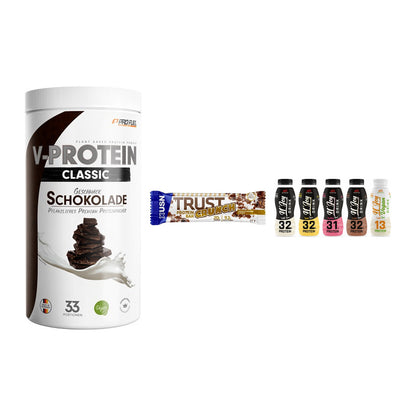Schokolade Geschmacks-Trio: ProFuel + 3× USN TRUST + 2× XXL Nutritio – alle enthaltenen Artikel