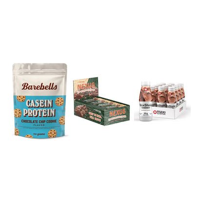 Schokolade Geschmacks-Trio: Barebells + 3× ProFuel + 2× MaxiNutritio – alle enthaltenen Artikel