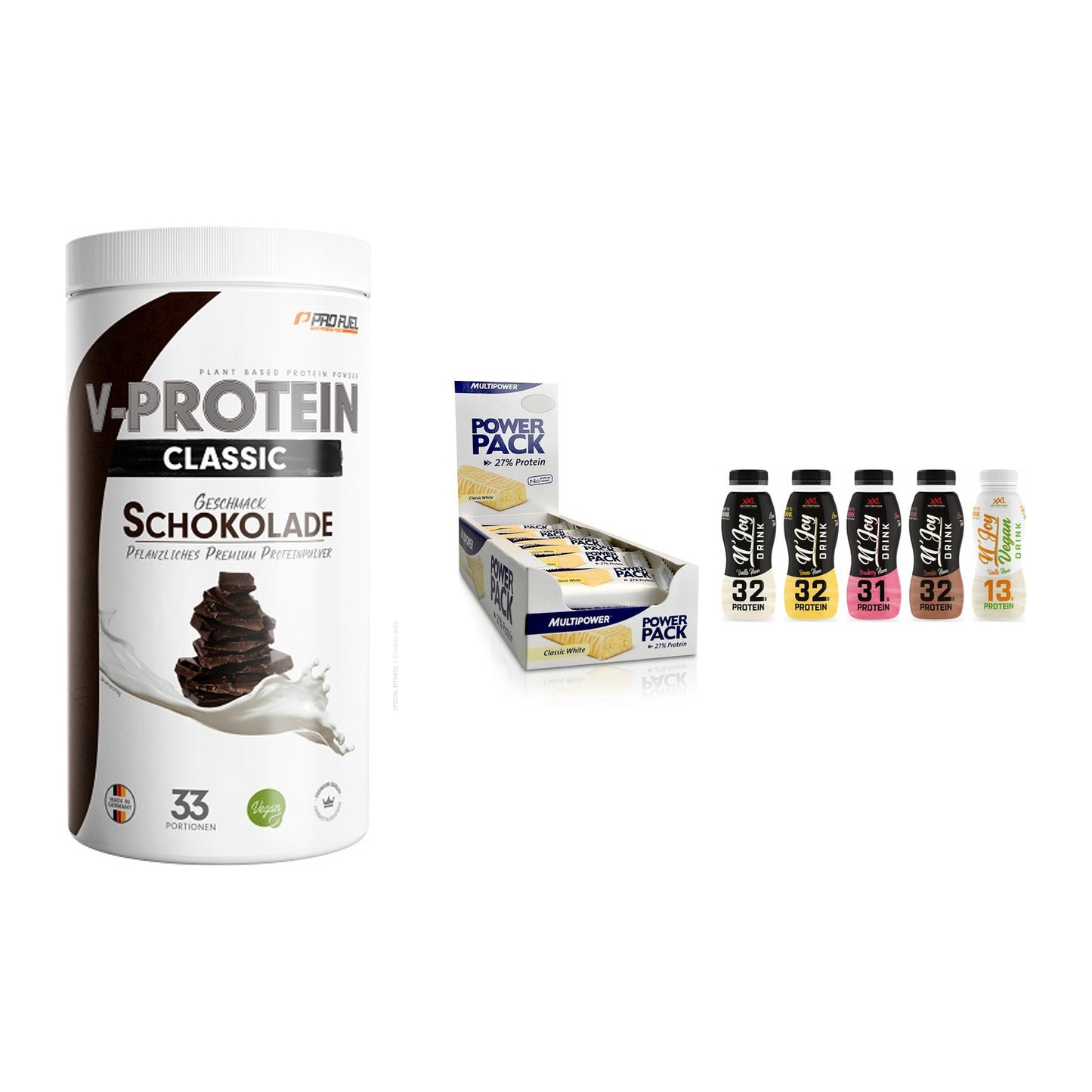 Schokolade Geschmacks-Trio: ProFuel + 3× Multipower + 2× XXL Nutritio – alle enthaltenen Artikel
