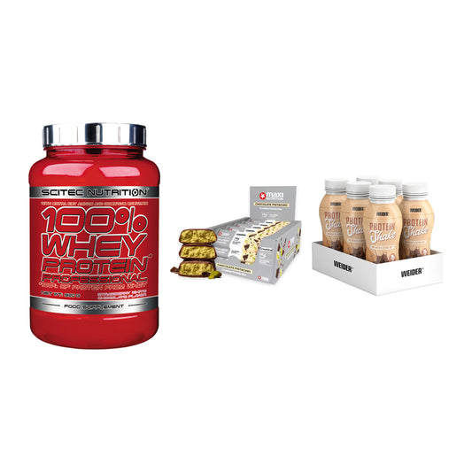 Schokolade Geschmacks-Trio: Scitec 100% + 3× MaxiNutrition + 1 weitere – alle enthaltenen Artikel