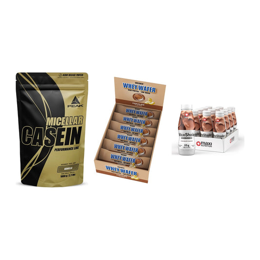 Schokolade Geschmacks-Trio: Peak Micellar + 3× Weider Whey + 1 weitere – alle enthaltenen Artikel