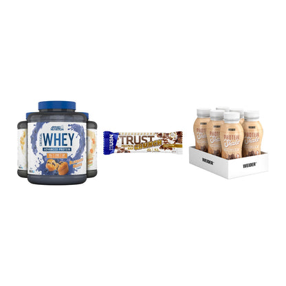 Schokolade Geschmacks-Trio: Applied + 3× USN TRUST + 2× Weider PROTE – alle enthaltenen Artikel