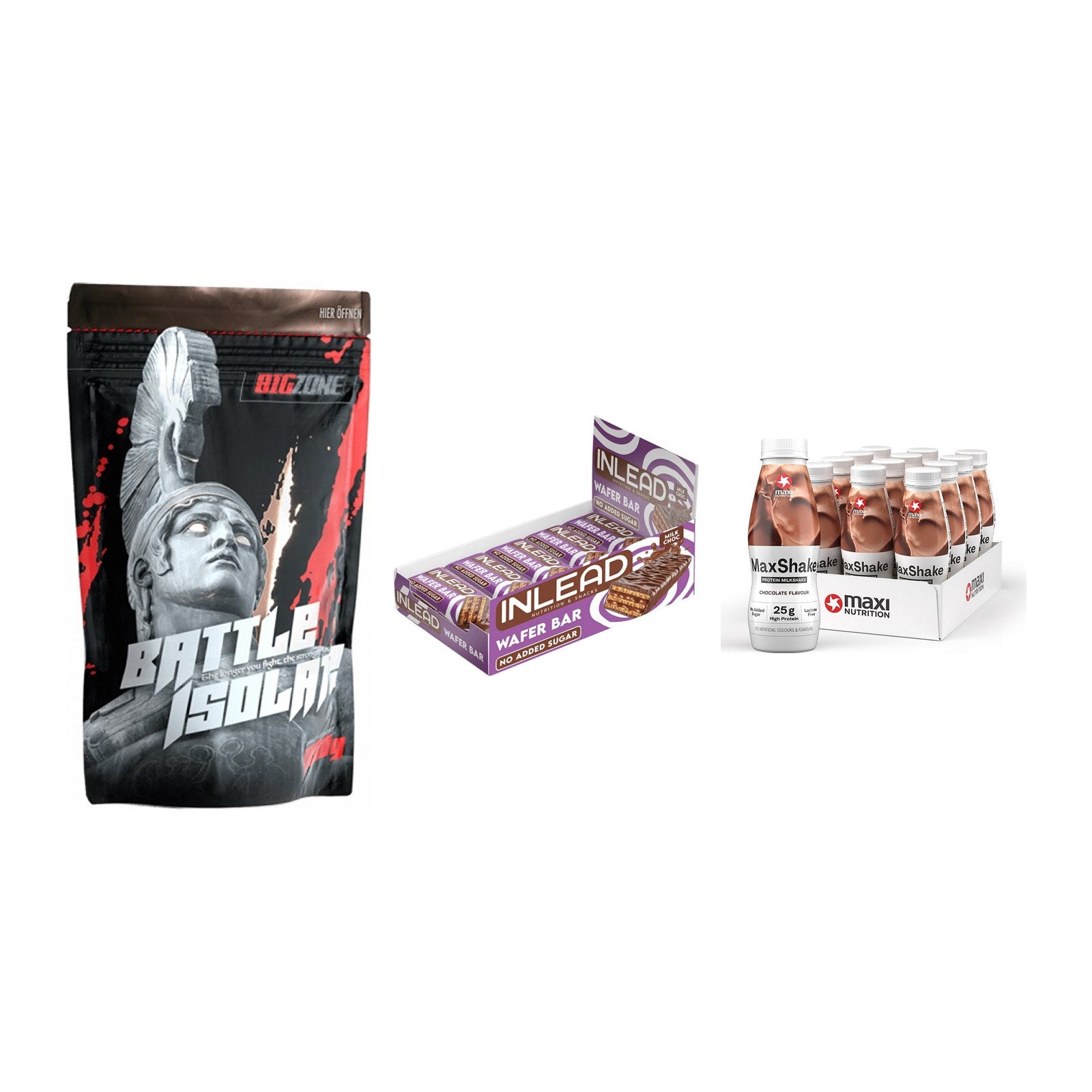 Schokolade Geschmacks-Trio: Big Zone + 3× INLEAD Wafer + 1 weitere – alle enthaltenen Artikel