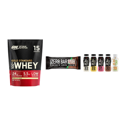 Schokolade Geschmacks-Trio: ON Whey Gold + 3× BioTech Zero + 1 weitere – alle enthaltenen Artikel