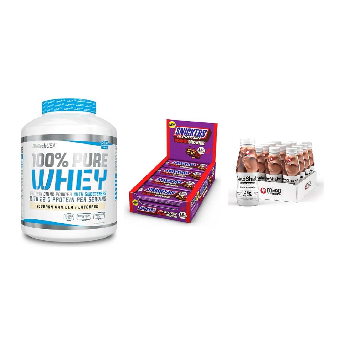 Schokolade Geschmacks-Trio: BioTech 100% Pure Whey + 2 weitere – alle enthaltenen Artikel