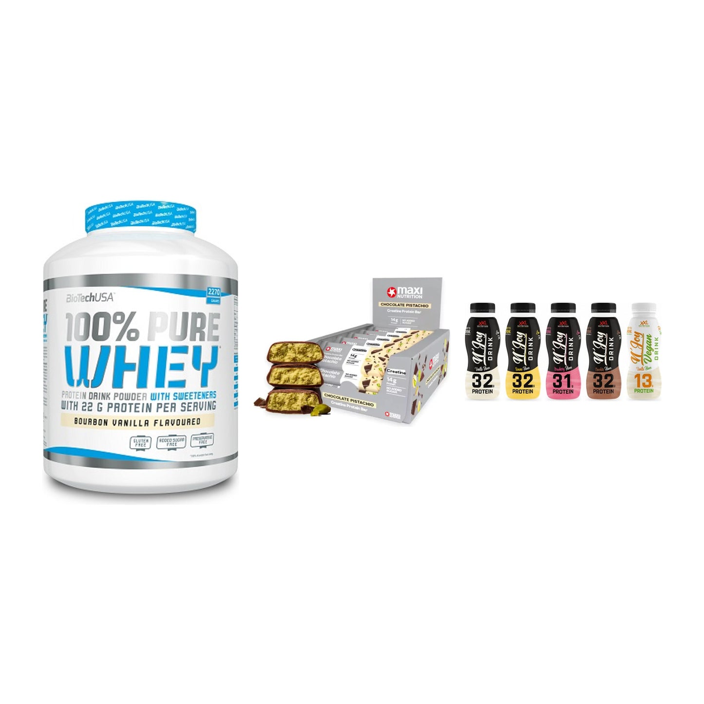 Schokolade Geschmacks-Trio: BioTech 100% Pure Whey + 2 weitere – alle enthaltenen Artikel