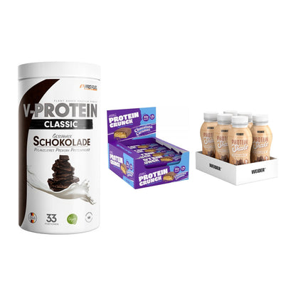 Schokolade Geschmacks-Trio: ProFuel + 3× Applied + 2× Weider PROTE – alle enthaltenen Artikel