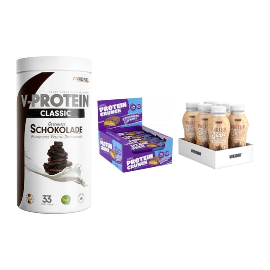 Schokolade Geschmacks-Trio: ProFuel + 3× Applied + 2× Weider PROTE – alle enthaltenen Artikel