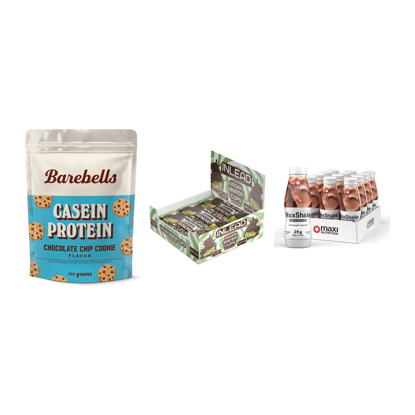 Schokolade Geschmacks-Trio: Barebells + 3× INLEAD Wafer + 1 weitere – alle enthaltenen Artikel