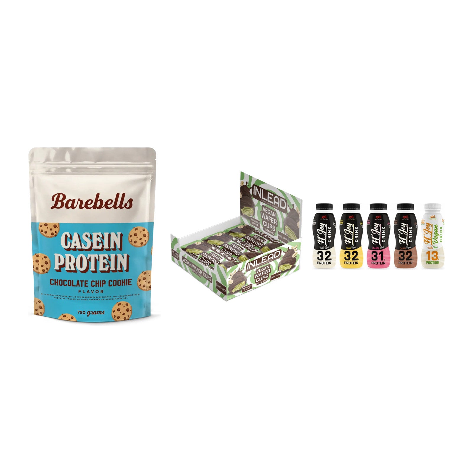 Schokolade Geschmacks-Trio: Barebells + 3× INLEAD Wafer + 1 weitere – alle enthaltenen Artikel