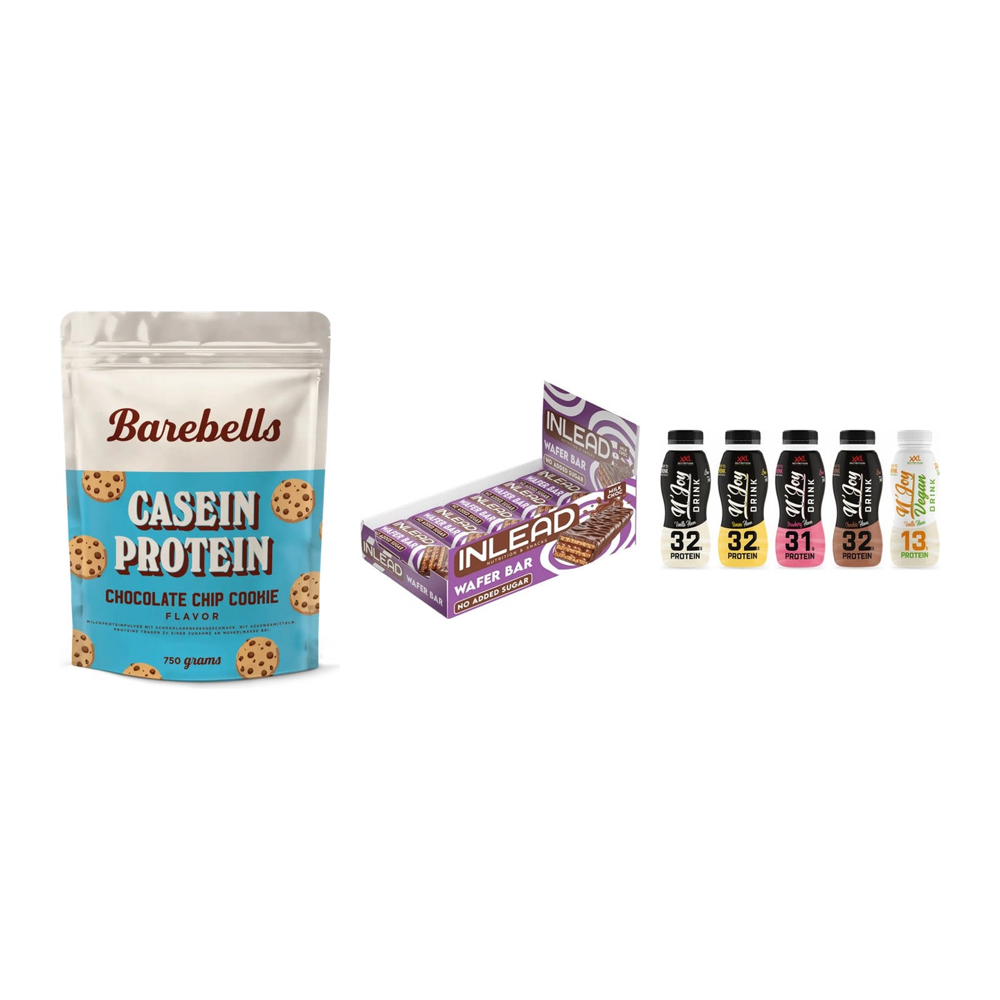 Schokolade Geschmacks-Trio: Barebells + 3× INLEAD Wafer + 1 weitere – alle enthaltenen Artikel