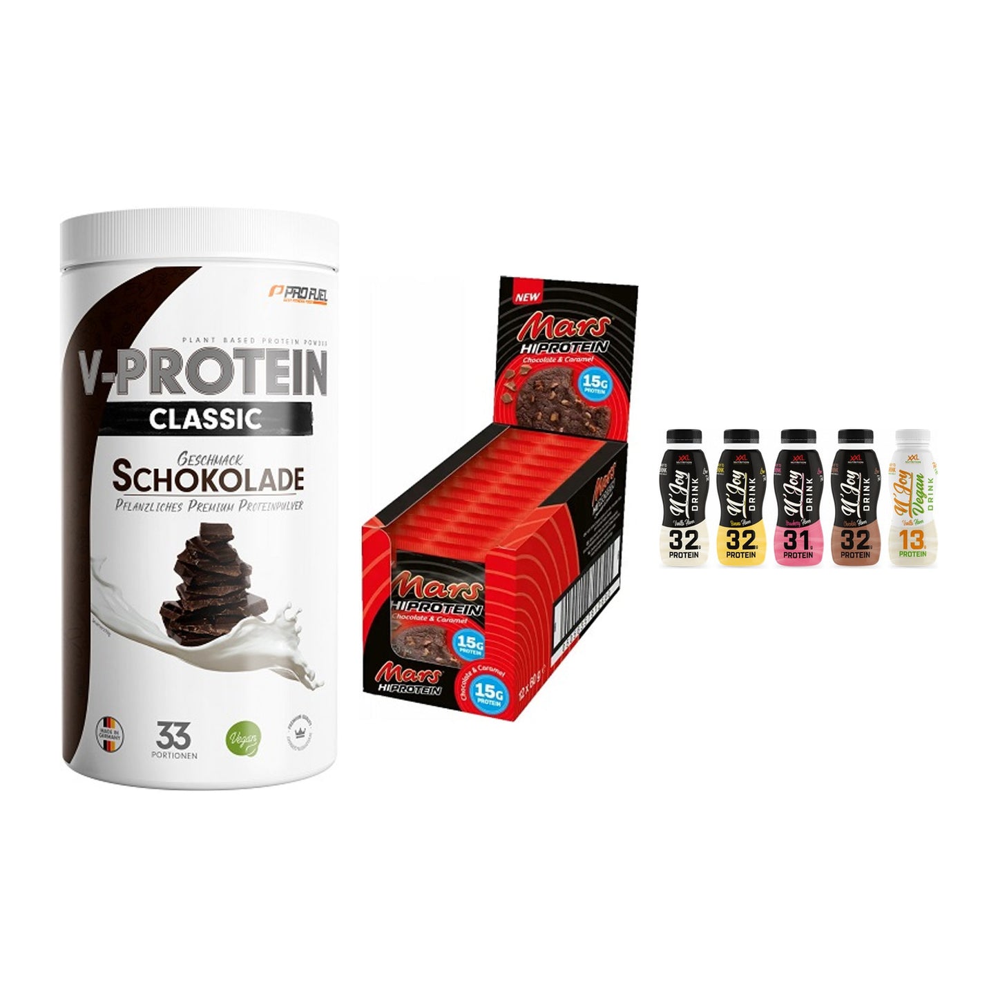 Schokolade Geschmacks-Trio: ProFuel + 3× Mars High + 2× XXL Nutritio – alle enthaltenen Artikel