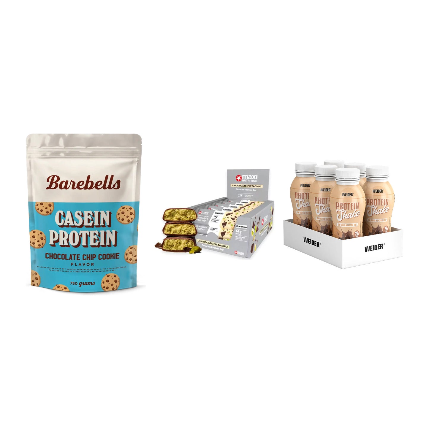 Schokolade Geschmacks-Trio: Barebells + 3× MaxiNutrition + 1 weitere – alle enthaltenen Artikel