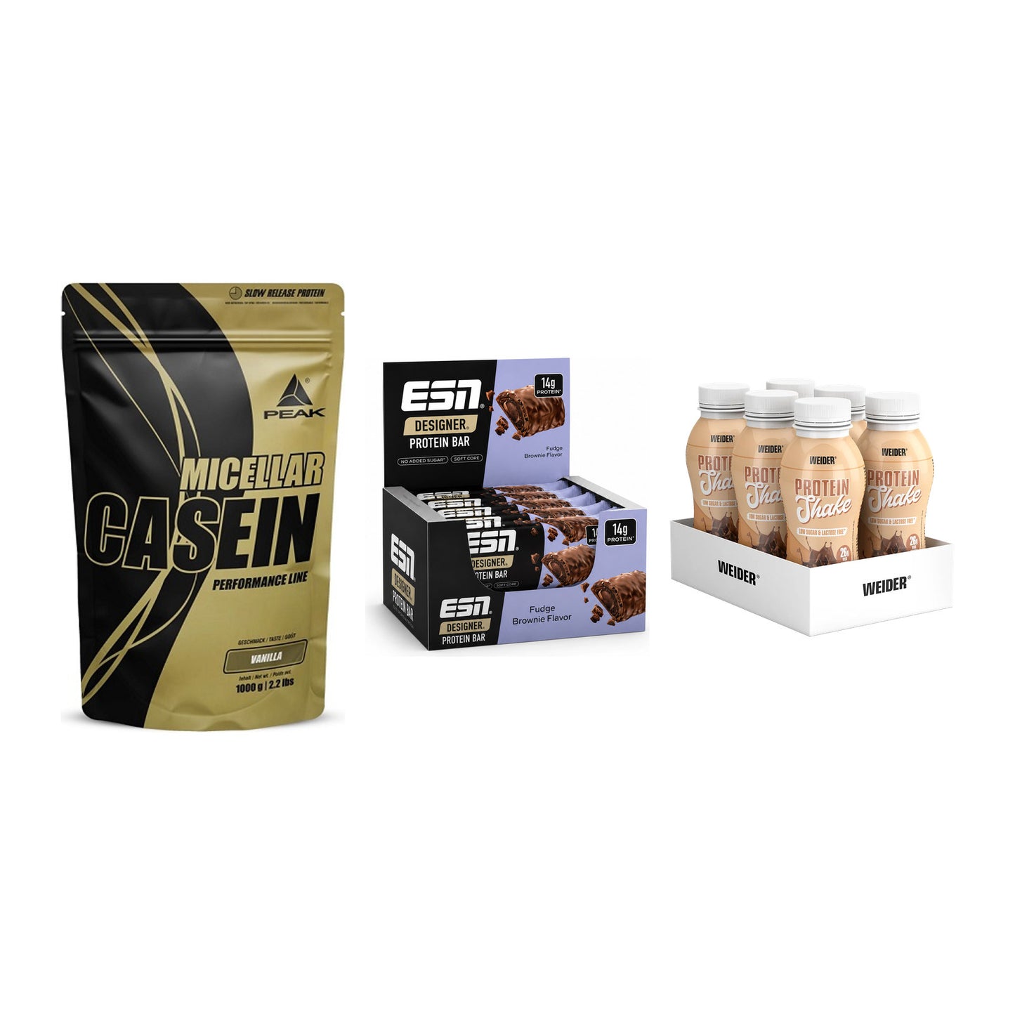 Schokolade Geschmacks-Trio: Peak Micellar Casein + 2 weitere – alle enthaltenen Artikel