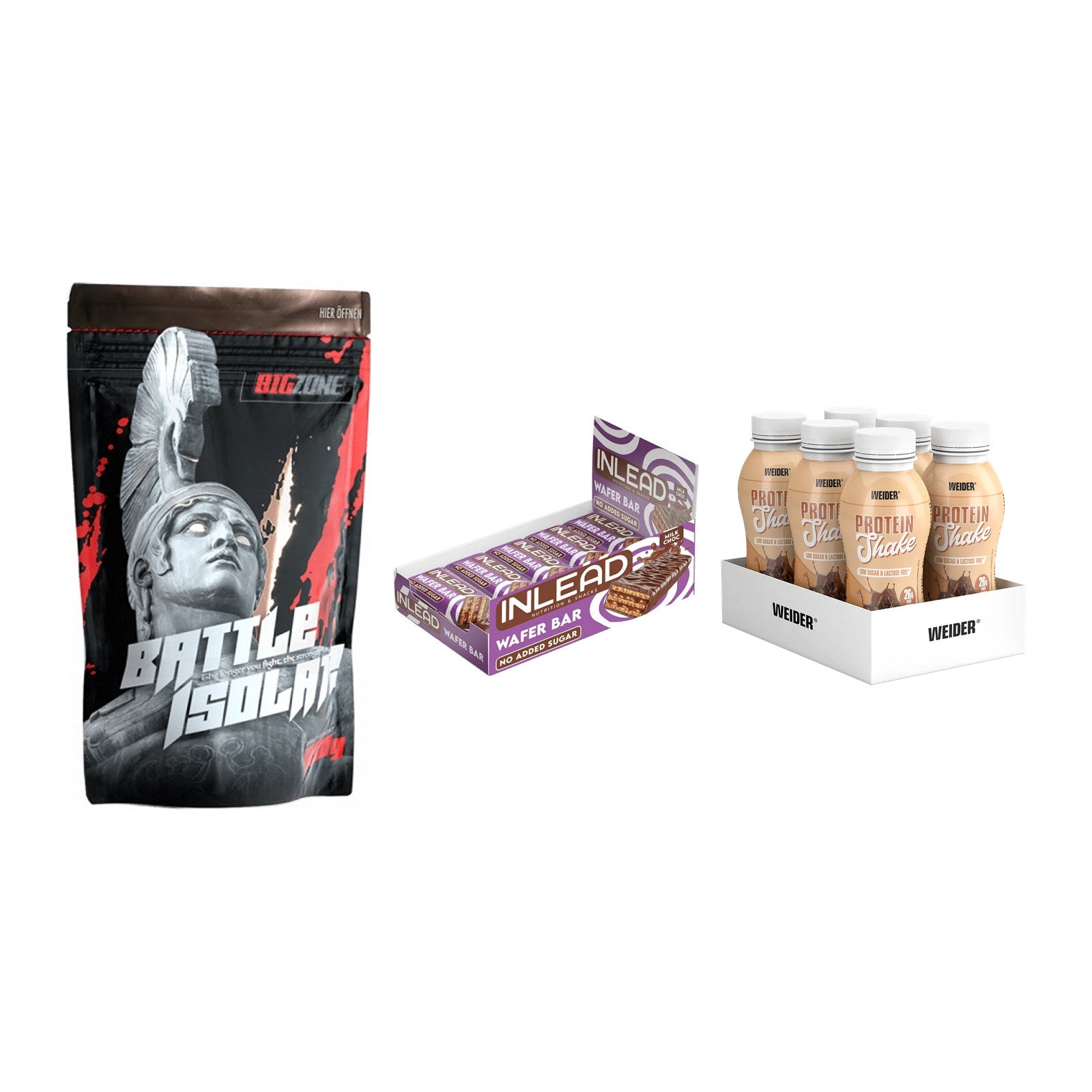 Schokolade Geschmacks-Trio: Big Zone + 3× INLEAD Wafer + 1 weitere – alle enthaltenen Artikel