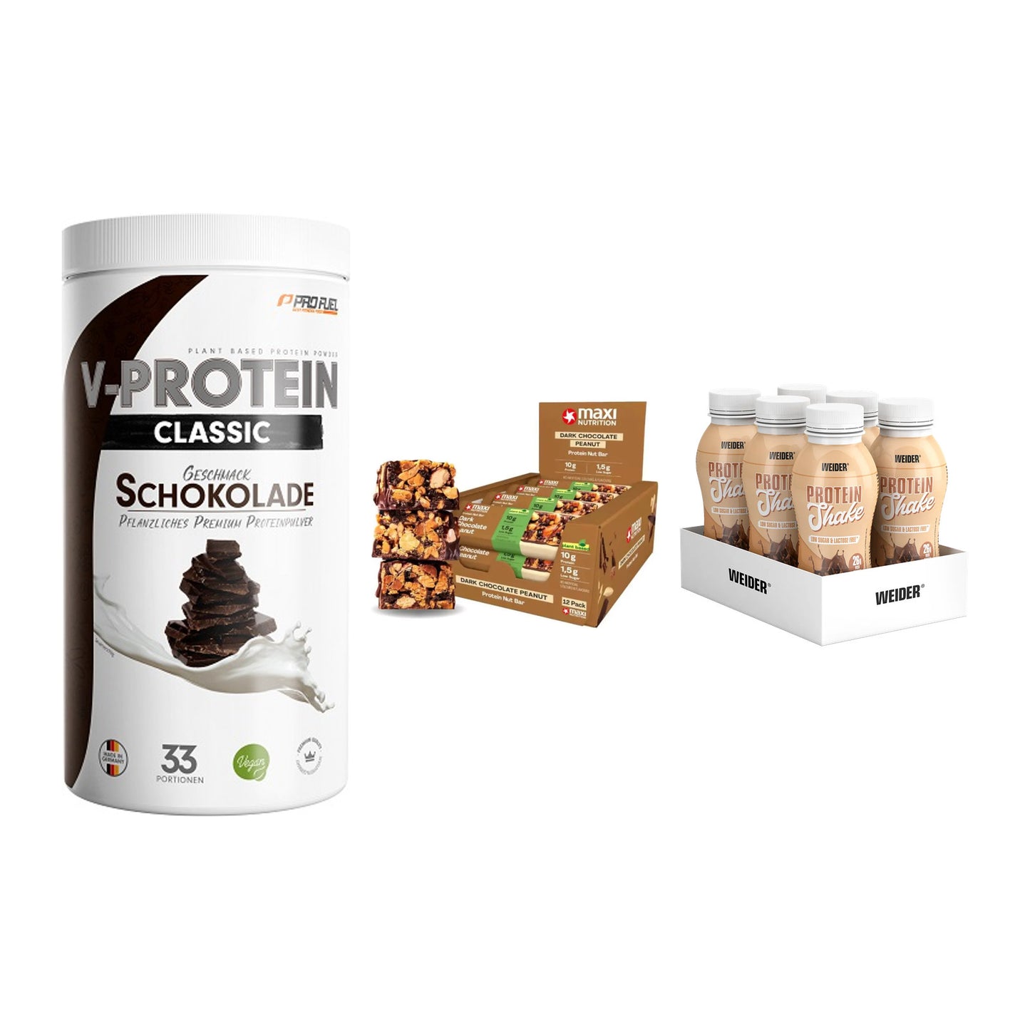 Schokolade Geschmacks-Trio: ProFuel VEGAN PROTEIN + 2 weitere – alle enthaltenen Artikel