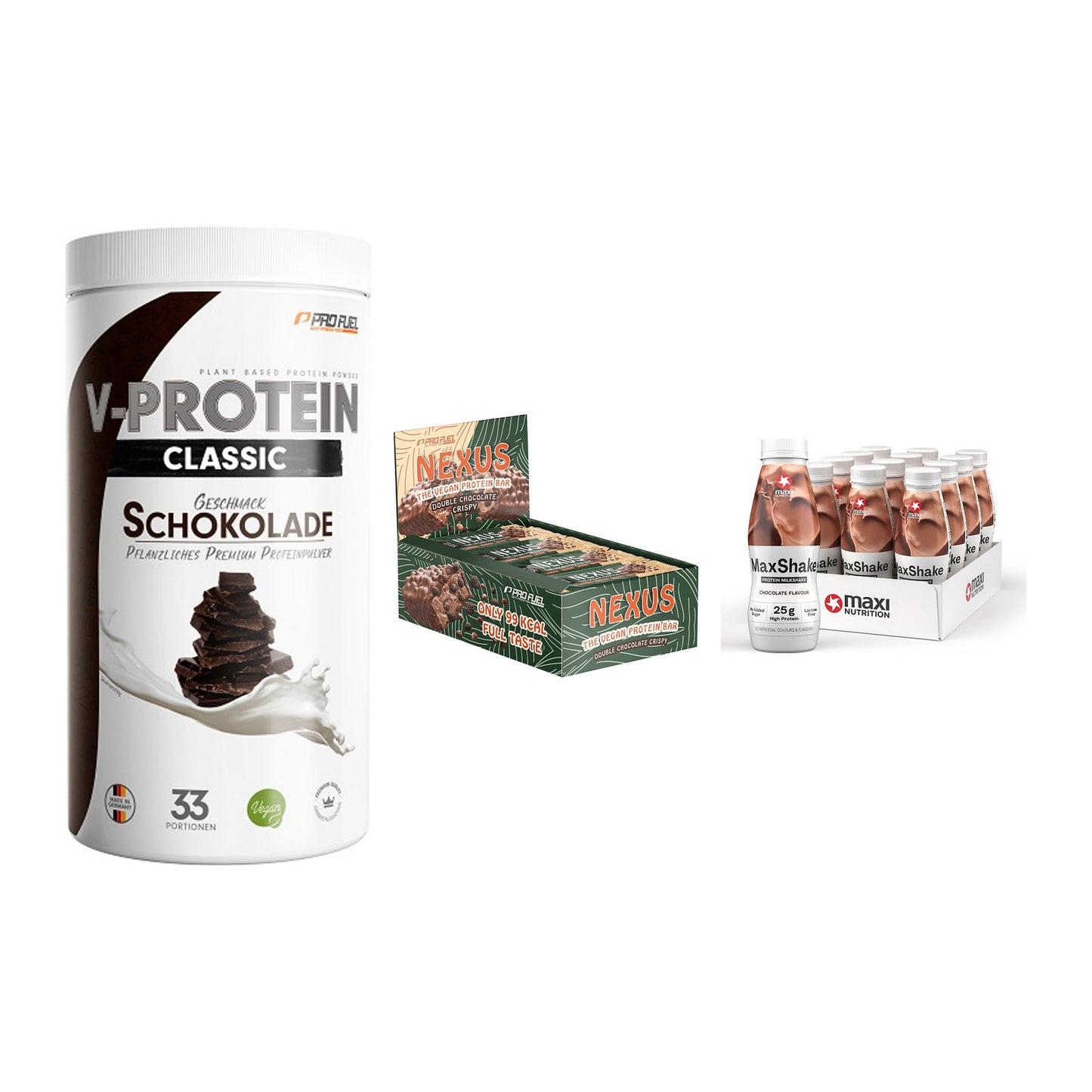 Schokolade Geschmacks-Trio: ProFuel VEGAN PROTEIN + 2 weitere – alle enthaltenen Artikel