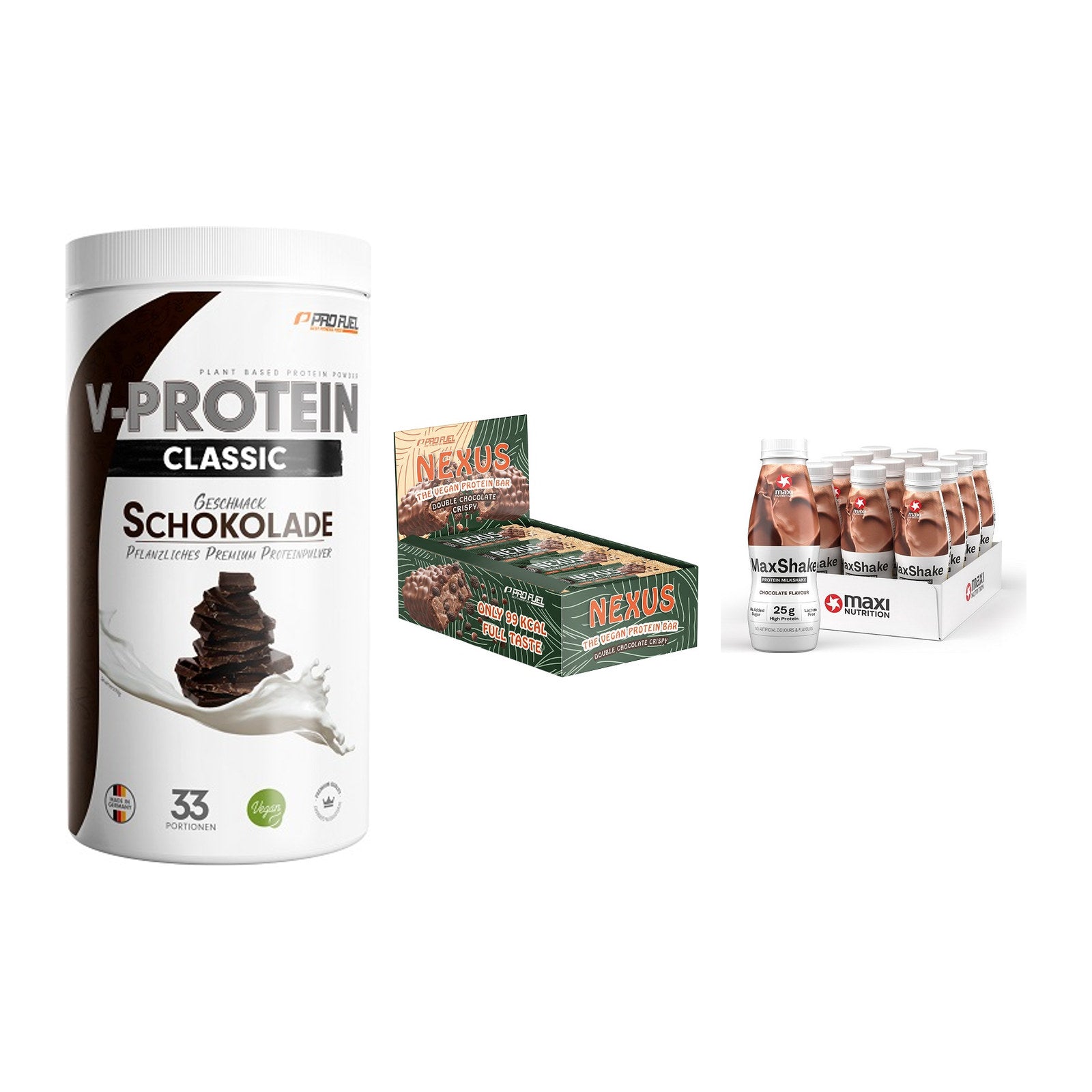 Schokolade Geschmacks-Trio: ProFuel VEGAN PROTEIN + 2 weitere – alle enthaltenen Artikel